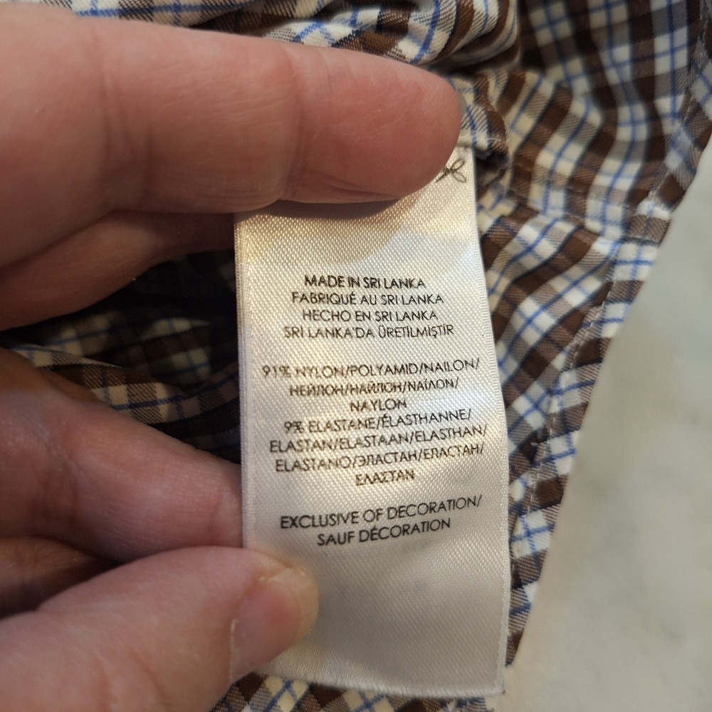 Ralph Lauren Button‎ Down Mens 2XB Brown Gingham Performance Long Sleeve Shirt - Picture 7 of 7
